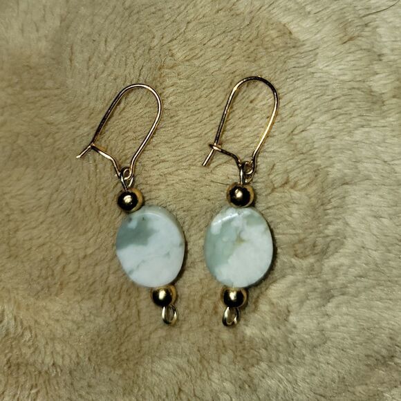 Dangling Earrings with Oval Stones (E7) - Picture 2 of 3